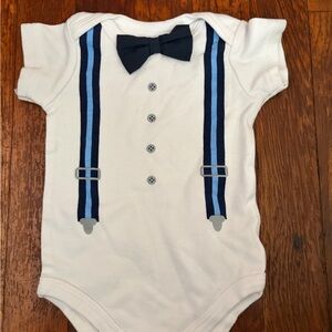 Charming White Bodysuit with Navy Accents